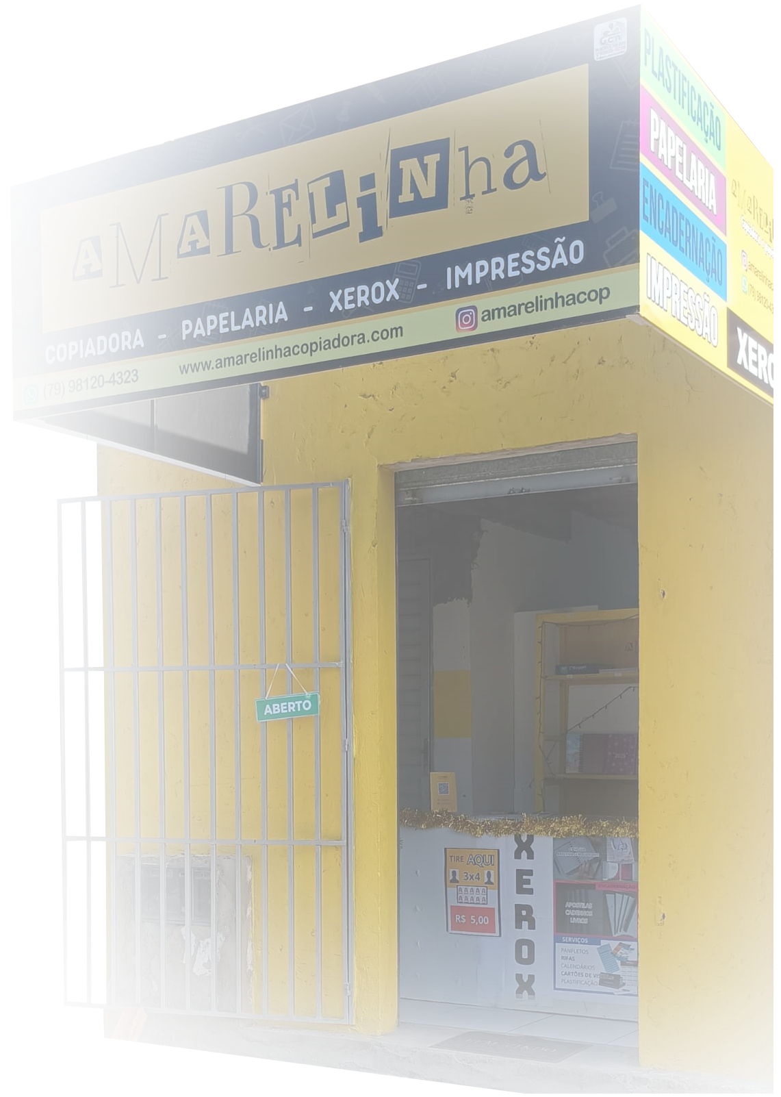 Loja física da Amarelinha Copiadora e Papelaria