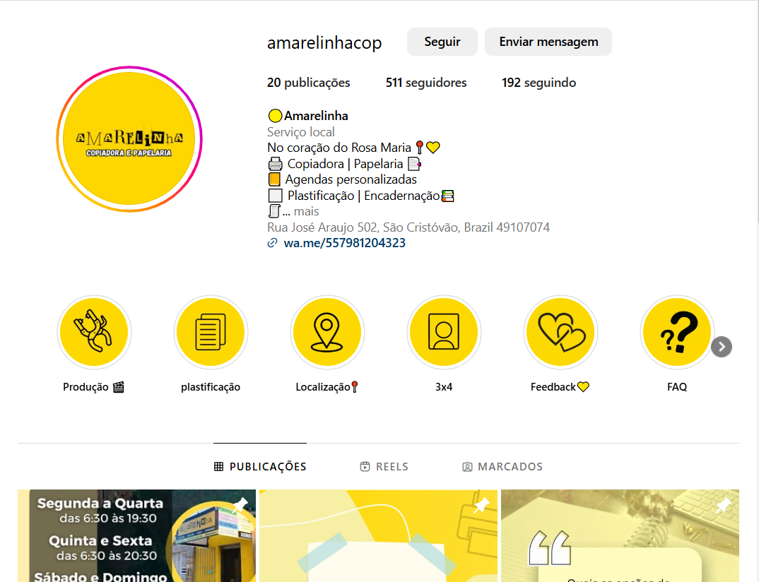 Página do Instagram na Web